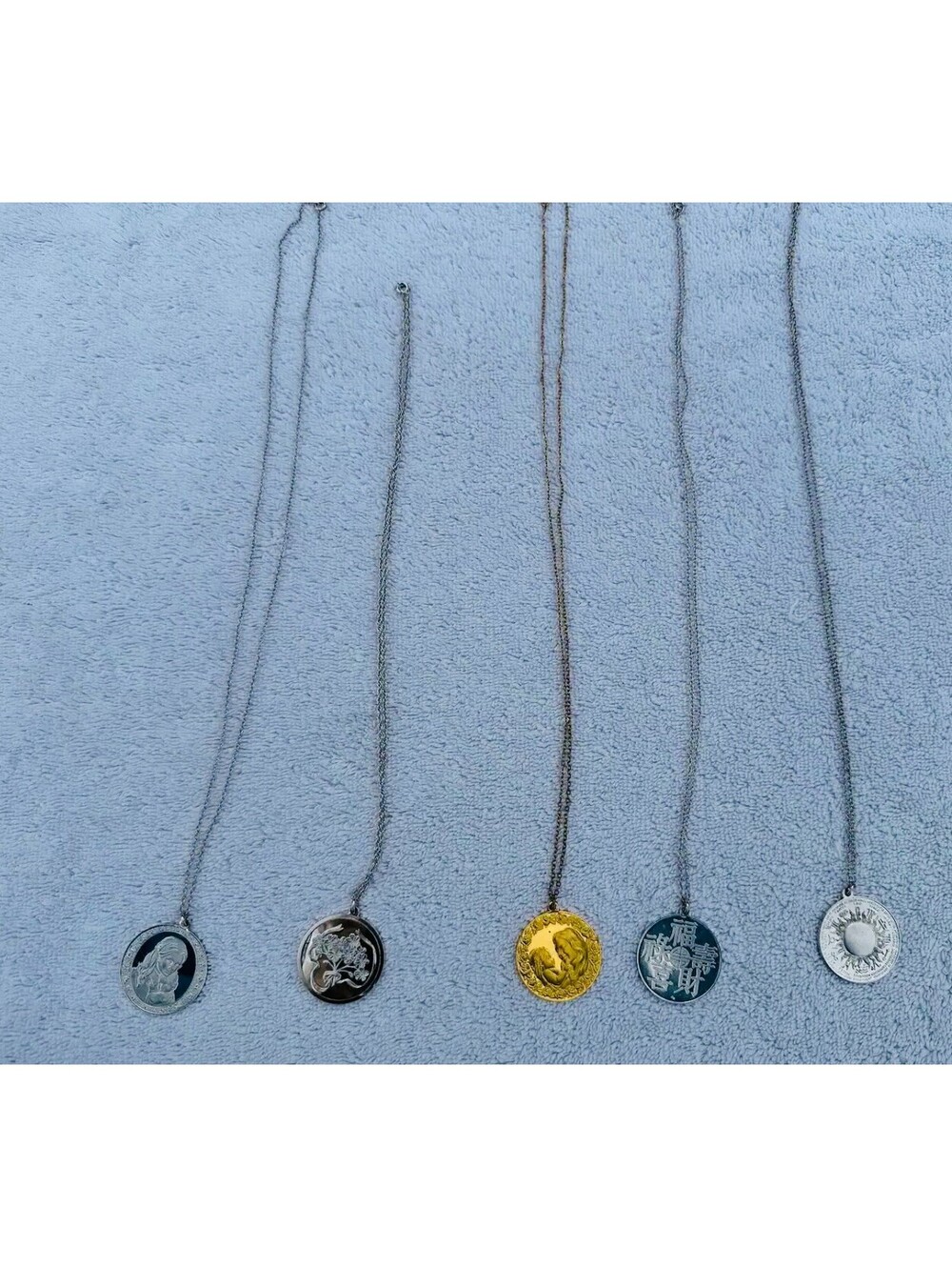 5 Sterling Medallion Pendants 1970s Gold GF Mothers day